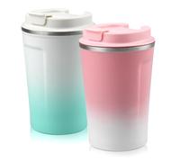 MytaYt 2 Pcs Taza Termo Cafe Para Llevar 380ml Taza Termica Cafe Taza Acero Inoxidable Thermos con Tapa a Prueba de Fugas para Viaje, Coche, Oficina