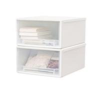 MytaYt 2 Piezas Cajonera de Plástico Organizador Cajones de Almacenamiento Apilables para Oficinas, Tocadores, Escritorios (Blanco)