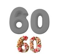 MytaYt 2 unidades de 60 números de silicona para tarta de cumpleaños de 10 pulgadas, número de moldes de silicona para hornear, 25 cm, para bodas, aniversarios, fiestas