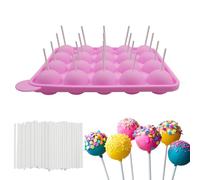 MytaYt 20 Molde de Silicona Cake Pops Moldes de Caramelo Piruletas Molde Cake Pops Silicona con Stick Molde Lollipop Moldes de Silicona para Chocolate Caramelos rosa