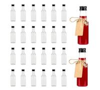 MytaYt 24 Piezas Botellas Vacías de Plástico 50ml Mini Botellas de Licor con 12 Etiqueta y 1 Rollo de Cuerda Botellas Vacías de Plástico Reutilizables con 2 Embudo Mini Botella para Bodas