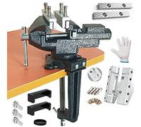 MYTEC - Tornillo de banco o de mesa, mandíbula multifuncional, tornillo combinado multifuncional con ajuste rápido, rotación de 360°, sujeción con abrazadera, 8,4 cm, negro