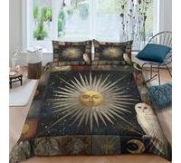 Mythical Celestial Art Funda Edredon Juego de Ropa de Cama de 3 Piezas Impresión 3D Cierre de mítico Celestial Arte Funda de Edredón Funda de Almohada a Juego Suave for Adolescentes Double（200x200cm）