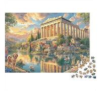 Mythical Greek Landscape Sturdy Cardboard DIY Puesta del Sol de reflexión del Templo Jigsaw Puzzle for Adults Kids Logic Skill Training for Christmas Anniversary Puzzle Fans 38x26cm