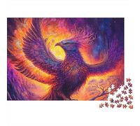 Mythical Phoenix 1000pc Rompecabezas Adultos Fénix Ardiente Extiende Alas por Cielo de Ensueño Premium Resistente Vibrante Desafiante Alivio Estrés Regalo 52x38cm/1000pcs
