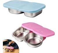 Mythlon 2 Uds Fiambrera Acero Inoxidable Caja De Aperitivos 2 Compartimentos 150ml Contenedores Para Bocadillos Tapers Herméticos Silicona A Prueba De Fugas Escuela Oficina