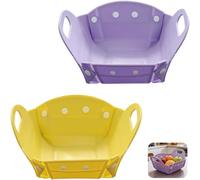 Mythlon 2PCS Cuenco Plegable de Camping, Tazón de Silicona Portátil 2 en 1 convertible en Tabla de Cortar, Cesta de TPR para Frutas y Verduras, Púrpura y Naranja, 20x10.5cm, Máx 70°C, No Lavavajillas