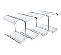 Mythlon Organizador de Botellas de Agua y Vino, Botellero Apilable de 2 Niveles para Encimera de Cocina y Despensa, Soporte de Almacenamiento para 7 Botellas, Plástico Transparente Pet