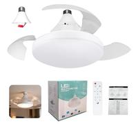 Mythlon Ventilador De Techo Con Luz E27 LED, 40cm Lámpara Ventilador Silencioso Con Mando A Distancia, 3 Colores Regulables Y Temporizador, Motor Potente Para Dormitorio Cocina, Fácil Instalación