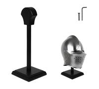 Mythorjan Wooden Helmet Stand Display Décor Stand For Spartan, Templar, Motorcycle, Caps, Hat Decorative Desktop Hanger Rack LARP Helmet Stand, 14 Inch - Black