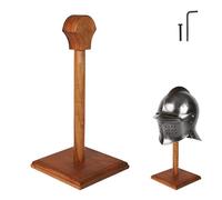 Mythorjan Wooden Helmet Stand Display Décor Stand For Spartan, Templar, Motorcycle, Caps, Hat Decorative Desktop Hanger Rack LARP Helmet Stand, 16 Inch - Natural