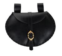 Mythrojan Bolsa de cinturón de cuero vikingo medieval LARP Renacimiento Riñonera - Negro
