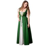 Mythrojan Disfraz medieval tradicional renacentista celta irlandés para mujer, disfraz de camisola con vestido medieval renacentista SCA LARP, verde, L/XL