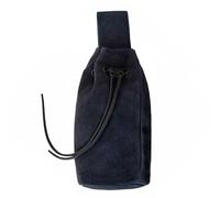 Mythrojan Drawstring Belt Bag Renaissance Costume Accessories Medieval Suede Leather Purse Viking Coin Jewelry Pouch Waist Bag for Larp, Festivals, Renfaire, Reenactments (Navy Blue- 8" x 6.5")