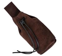 Mythrojan Drawstring Belt Bag Renaissance Costume Accessories Medieval Suede Leather Purse Viking Coin Jewelry Pouch Waist Bag for Larp, Festivals, Renfaire, Reenactments - Chocolate Brown, 8" x 6.5"