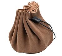 Mythrojan Genuine Leather Drawstring Pouch Renaissance Dice Bag Cosplay Belt Bag Medieval Portable Purse for Renfair Larp - Brown, 4.9" x 3.5"