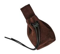 Mythrojan Leather Drawstring Pouch Medieval Suede Leather Belt Bag Larp Coin Pouch Renaissance Cosplay Costume Accessories Jewelry Coin Purse for Larp, SCA - Chocolate Brown, 5" x 6"