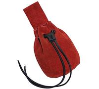 Mythrojan Leather Drawstring Pouch Medieval Suede Leather Belt Bag Larp Coin Pouch Renaissance Cosplay Costume Accessories Jewelry Coin Purse for Larp, SCA - Red, 5" x 6"