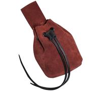 Mythrojan Leather Pouch Drawstring Pouch Medieval Suede Leather Belt Bag Larp Coin Pouch Renaissance Cosplay Costume Accessories Jewelry Coin Purse for Larp, SCA - Wine Red, 5" x 6"