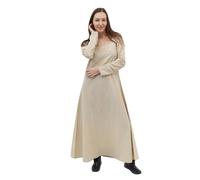 Mythrojan Medieval Dress for Women, Linen Cotton Blend Renaissance Gown, LARP Costume, Historical Cosplay, Long Sleeve Period Dress, Size : XXL