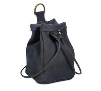 Mythrojan Medieval Leather Belt Bag Renaissance Coin Pouch for Cosplay, Renfair, LARP, Stage Costume Props, Medieval Drawstring Jewelry Pouch - Midnight Navy Blue, 5" x 3.5" x 4"