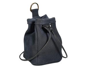 Mythrojan Medieval Leather Belt Bag Renaissance Coin Pouch for Cosplay, Renfair, Larp, Stage Costume Props, Medieval Drawstring Jewelry Pouch - Midnight Navy Blue, 5" x 3.5" x 4"