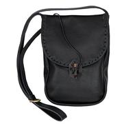 Mythrojan Medieval Leather Shoulder Bag Renaissance Crossbody Bag with Adjustable Strap, REN Faire Vintage Messenger Bag for iPad, Tablet for Men Women - Black, 11" x 9"