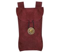 Mythrojan Medieval Renaissance Suede Jewelry Belt Pouch Larp Costume Waist Bag for Historical Reenactment, Cosplay, Stage Props - Wine Red