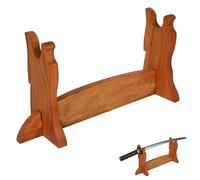 Mythrojan Medieval Sword Stand Solid Wood Horizontal Display Rack for Katana, Samurai, Gladiator, Crusader Swords Elegant Tabletop Holder, 1-Tier