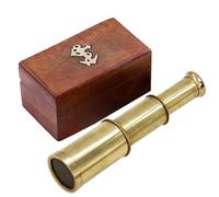 Mythrojan Mini Pirate Spyglass Telescope Brass Collapsible Hand Telescope with Wooden Box Small Vintage Telescope Pirate Decore Brass Decorative Telescope 6''