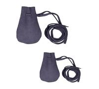 Mythrojan Par de bolsas medievales con cordón, ideales para recreación SCA LARP y piel de ante, Azul oscuro, Large : 3" X 4", Small : 2.5" X3.5"