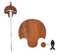 Mythrojan Placa universal de madera con soporte para espada: placa de pared de espada de montaje en pared, placa de exhibición de madera con herrajes, Natural, 10" X 9.75"