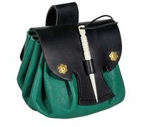 Mythrojan Riñonera medieval pequeña de cuero LARP Renaissance, Jade y negro, 3.5"