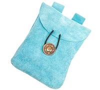 Mythrojan Riñonera medieval renacentista de gamuza para joyas, LARP, color azul claro