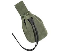 Mythrojan Suede Leather Drawstring Pouch Medieval Portable Pouch for Renaissance Costume, Pirate Dice Bag, Cosplay Coin Pouch - Green, 5" x 6"