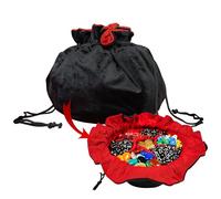 Mythrojan Ultimate Bolsa para Dados con cordón de múltiples Secciones Bolsa Medieval de Terciopelo para Larp, Cosplay y Juegos de Mesa Almacenamiento versátil para Dados - Negro y Rojo