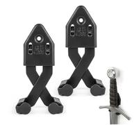 Mythrojan Vertical Sword Holder Metal Single Sword Wall Mount Adjustable Multifunctional Display Mount Wall Decor Rack for Axe, Knives - Black, Large, Pack of 2