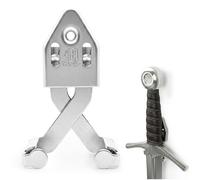 Mythrojan Vertical Sword Holder Metal Single Sword Wall Mount Adjustable Multifunctional Display Mount Wall Decor Rack for Axe, Knives - Silver, 3 Inch