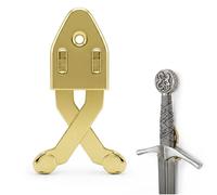 Mythrojan Vertical Sword Holder Metal Single Sword Wall Mount Adjustable Multifunctional Display Mount Wall Decor Rack for Axe, Knives - Brass, 3 Inch