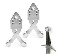Mythrojan Vertical Sword Holder Metal Single Sword Wall Mount Adjustable Multifunctional Display Mount Wall Decor Rack for Axe, Knives - Silver, 3 Inch, Pack of 2