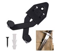 Mythrojan Vertical Sword Holder Metal Single Sword Wall Mount Adjustable Multifunctional Display Mount Wall Decor Rack for Axe, Knives - Black, 3 Inch