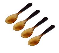 Mythrojan Viking - Cuchara de cuerno medieval 100% natural, auténtica, hecha a mano, para miel, té, café, sopa, comedor, servir, juego de 4
