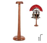 Mythrojan Wooden Helmet Stand - Versatile Display Rack for Medieval Helmets, Hats, Wigs, Accessories | Round Pedestal Display Holder for Cosplay, Fashion Hats, 14.5 Inch - Natural