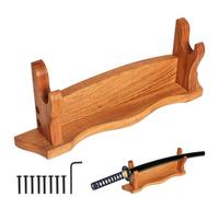 Mythrojan Wooden Sword Stand Katana Stand Medieval Sword Wall Mount Samurai Sword Display Stand Katana Sword Holder Gladiator Sword Wall Display Crusader Sword Rack for Display - One Tier Stand