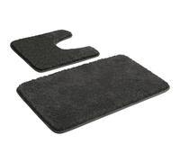Myting Juego de alfombrillas de baño, 2 piezas, alfombrilla de baño antideslizante, lavable, gris, suave alfombra de baño de microfibra y alfombra para inodoro, 50 x 80 + 50 x 50 cm