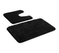 Myting - Juego de alfombrillas de baño de 2 piezas, antideslizante, lavable negro, suave alfombra de baño de microfibra y alfombrilla de inodoro 50x80+50x50 cm