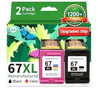 MYTONER 67XL - Tinta de repuesto para impresora HP Ink 67 negro/color, tinta HP 67 para DeskJet 6055e, 2755e, 2855e, 2800e, 4155e, 2700e, 2700, Envy 6000, 6400, Envy Pro 6458, tinta HP 67 XL (paquete