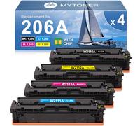 MYTONER Juego de 4 Cartuchos de tóner 206A (con Chip) compatibles con HP 206A 206X W2110A W2110X Toner para Impresora Color Pro M255dw MFP M283fdw M283cdw (Negro, Cian, Magenta y Amarillo)