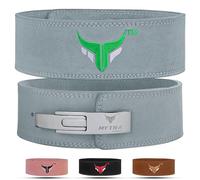 Mytra Fusion cinturon gym Cuero Genuino cinturon powerlifting, cinturon gimnasio hombre & Mujer cinturon halterofilia for Gym, Training, Weight Lifting, Deadlifts and Bodybuilding (Grey, S)