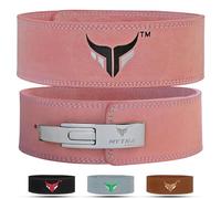 Mytra Fusion cinturon gym Cuero Genuino cinturon powerlifting, cinturon gimnasio hombre & Mujer cinturon halterofilia for Gym, Training, Weight Lifting, Deadlifts and Bodybuilding (Pink, L)